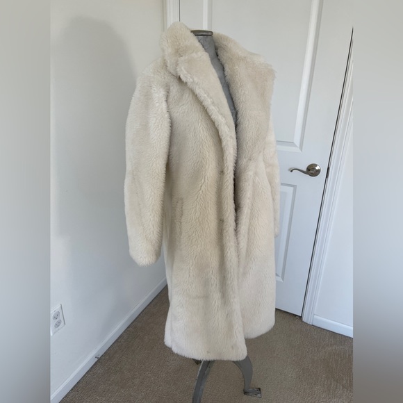 CREAM OFF WHITE TEDDY BEAR FAUX SHEARLING COAT - Picture 2 of 6